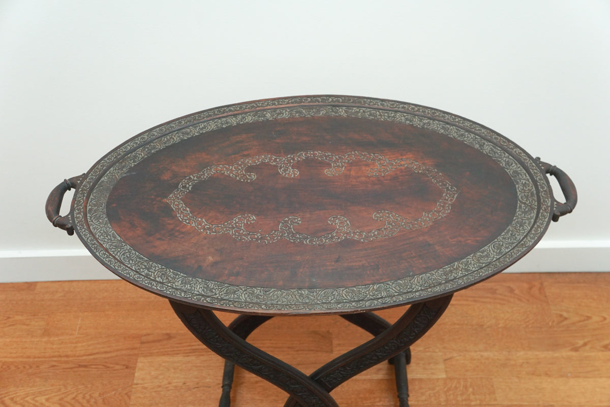 Moorish round brass tray 6